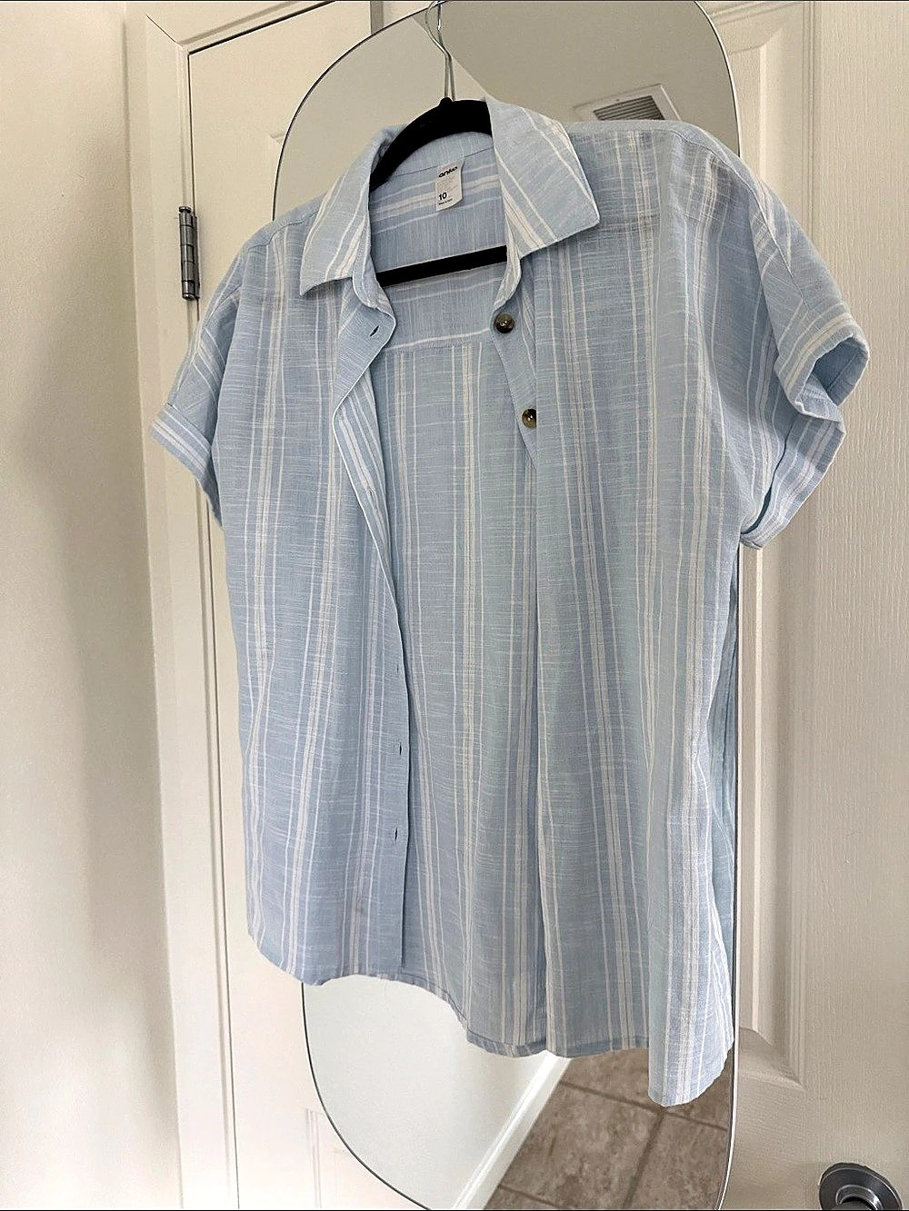 Women's Striped Button Down Shirt Blue & White 100% cotton